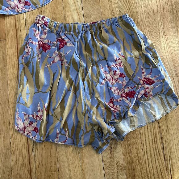 Handmade purple shorts top set vintage fabric floral‎ tank crop boho summer XS - Picture 6 of 7